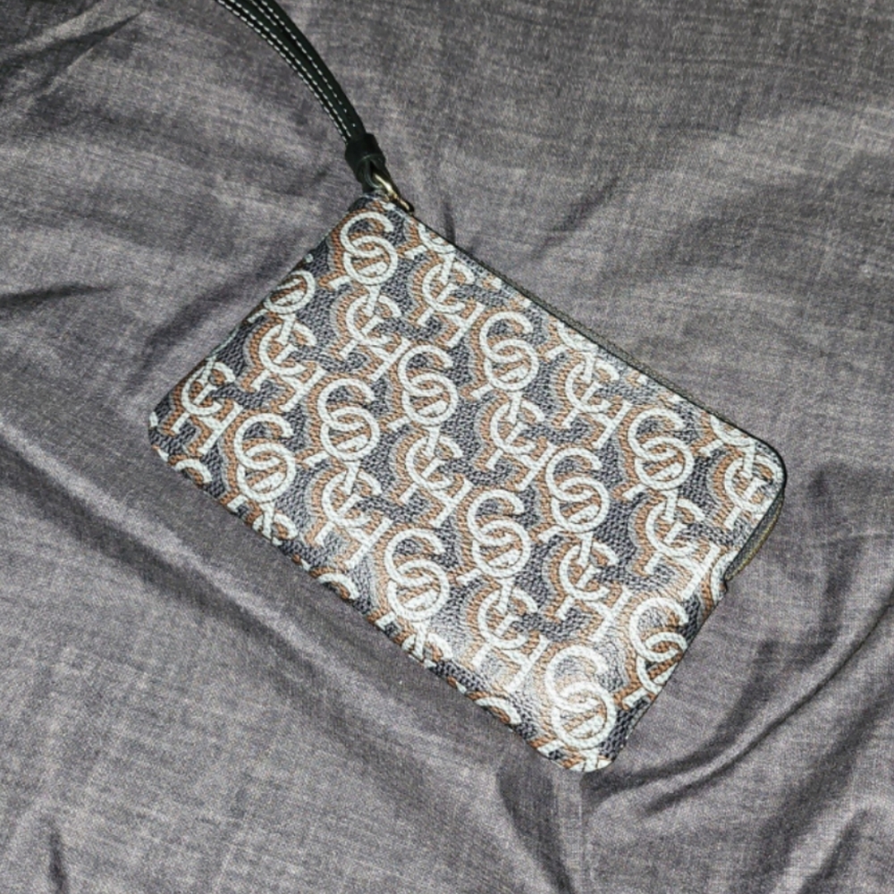 Coach Gray and Brown Wristlet